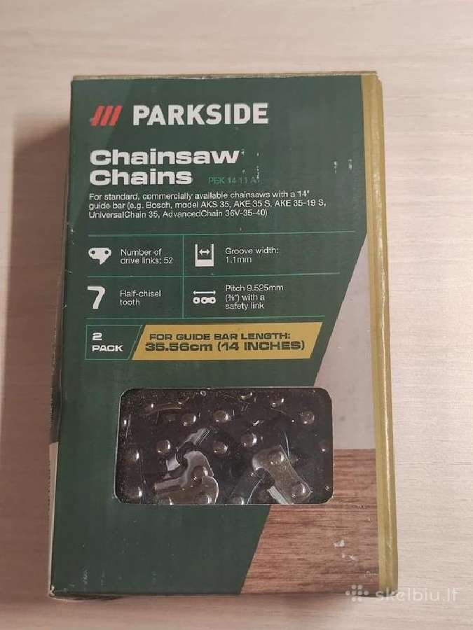 2 grandinės pjūklui 14" 3/8 1.1mm 52 Parkside