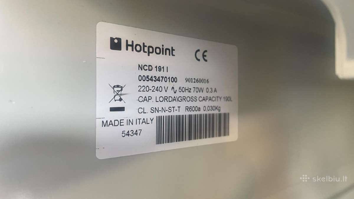 Hotpoint integruojamas šaldytuvas-stalčius - nuotraukos Nr. 7