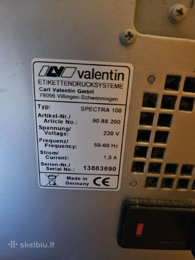 Carl Valentin Spectra 108 etikečių spausdintuvas - nuotraukos Nr. 4