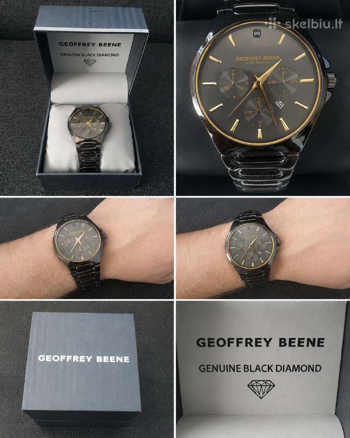 Geoffrey Beene Black Diamond laikrodis su dėžute