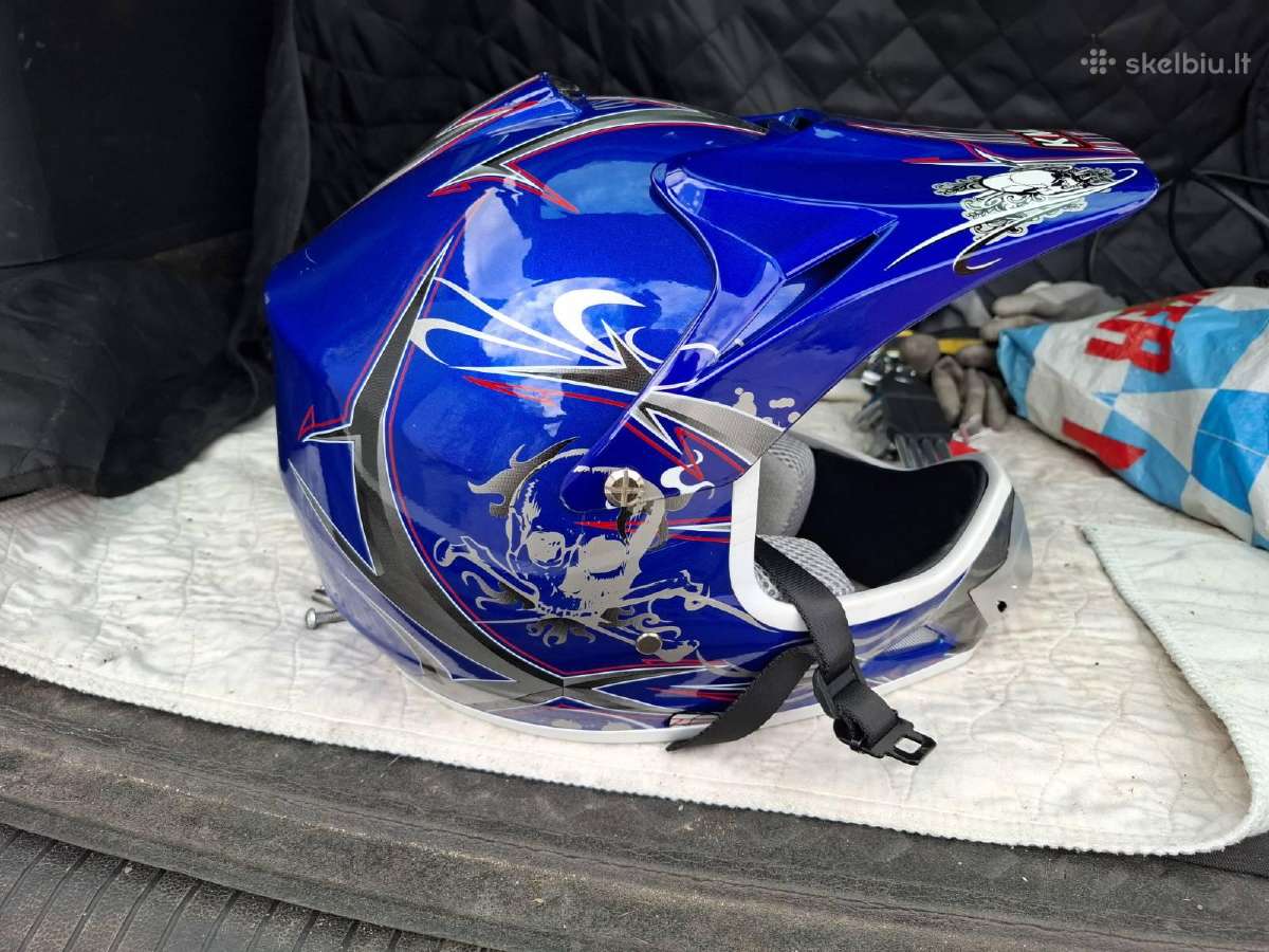 Vaikiškas motociklo šalmas, akiniai, apsaugos