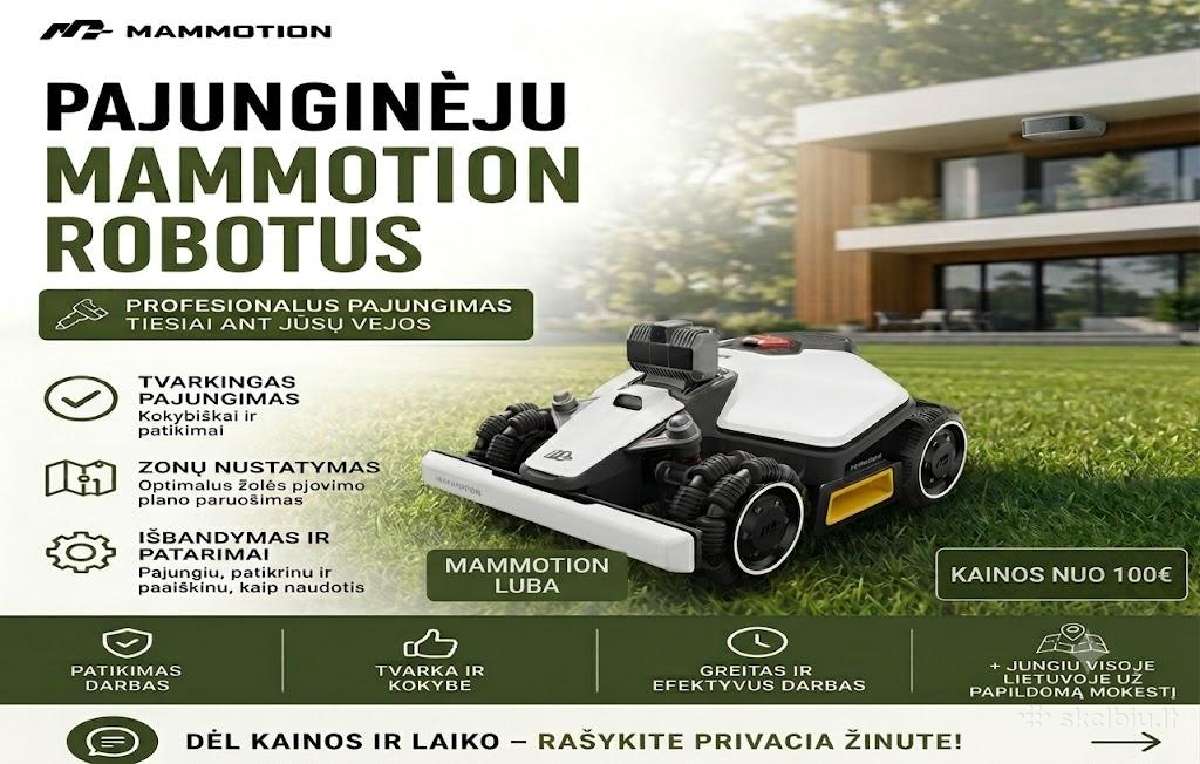 Mammotion Luba 2, 3 ir Mini paleidimas visoje Lt