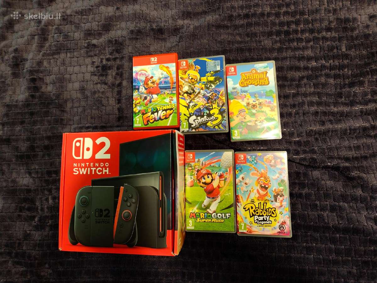 Nintendo Switch 2 + žaidimai ir 1m garantija