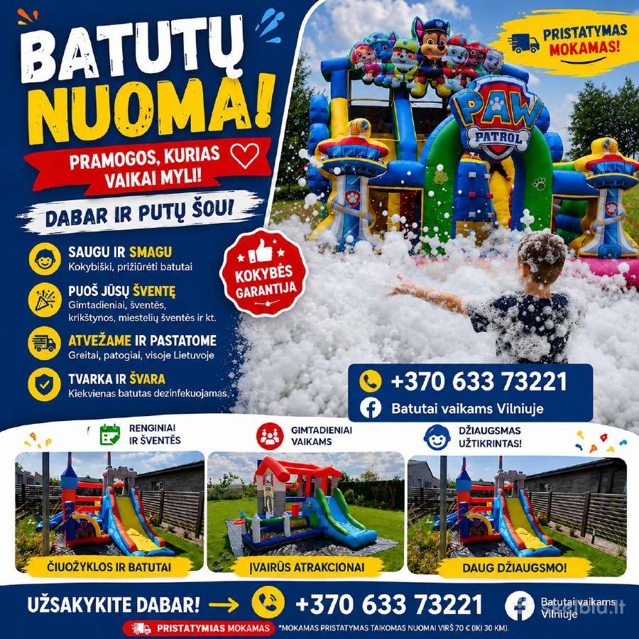 Batutų nuoma Vilniuje