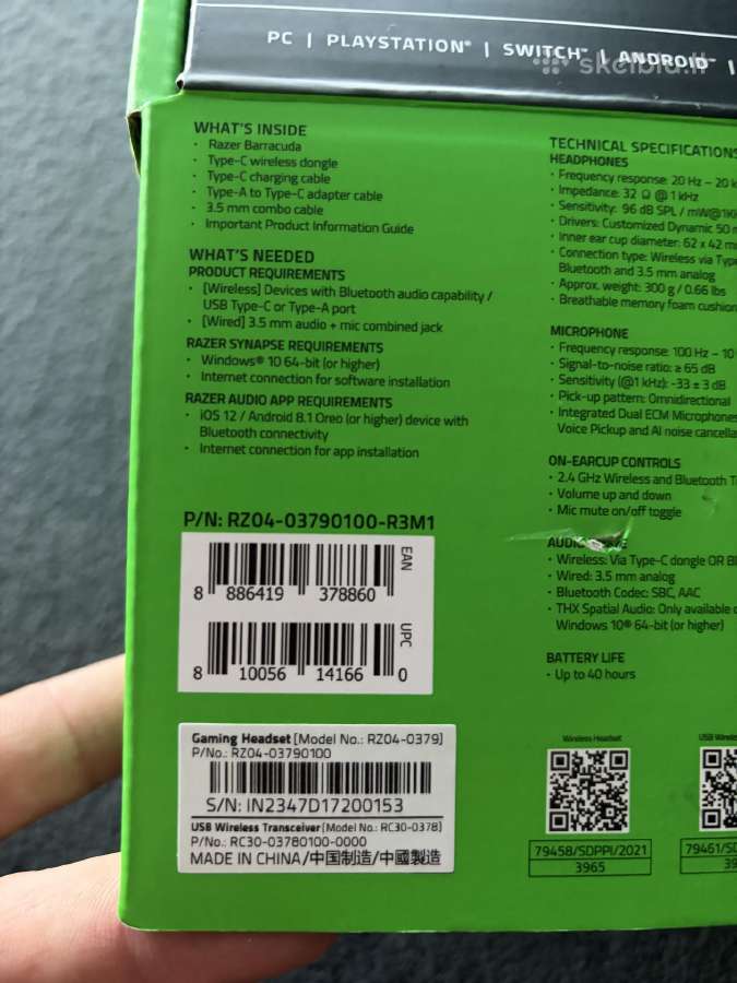 Razer Barracuda belaidės ausinės - nuotraukos Nr. 3