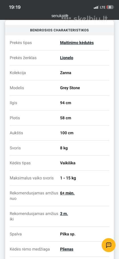 Maitinimo kėdutė Lionelo Zanna - nuotraukos Nr. 12