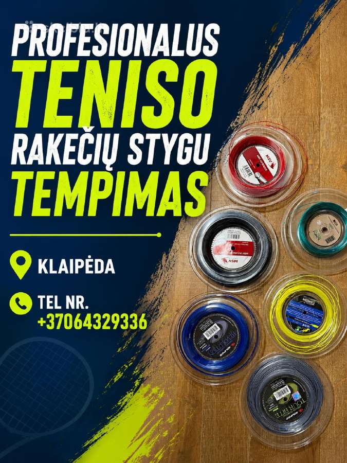 Teniso rakečių stygų tempimas