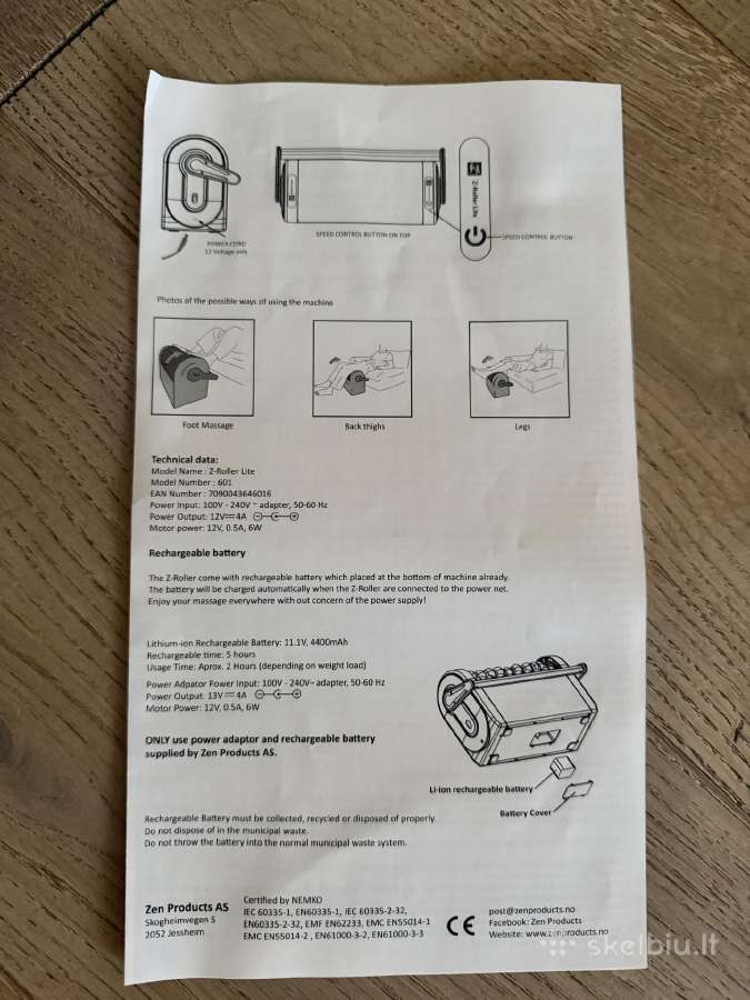 Naujas elektrinis masažinis volas Zen Z-roller Lit - nuotraukos Nr. 5