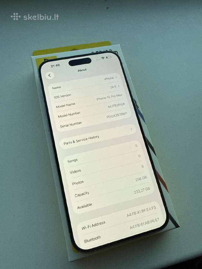 Parduodu iPhone 15 Pro Max 256gb White Titanium - nuotraukos Nr. 3