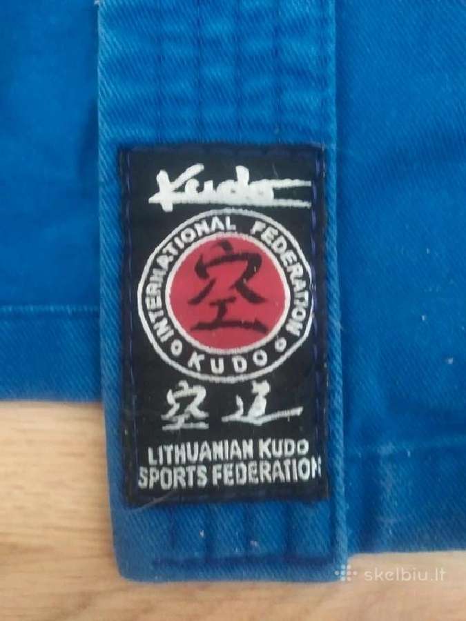 Vaikiškas mėlynas kudo / dziudo kimono su diržais - nuotraukos Nr. 3