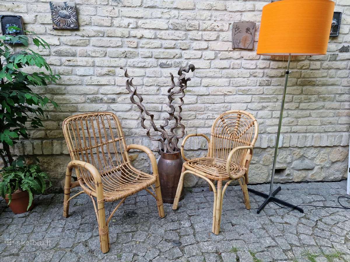 Vintažiniai mid century bambuko krėslai