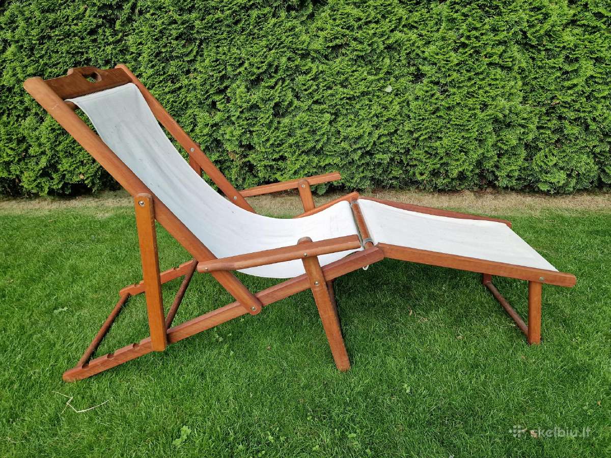 Vintažiniai mid century šezlongai-lauko gultai - nuotraukos Nr. 31