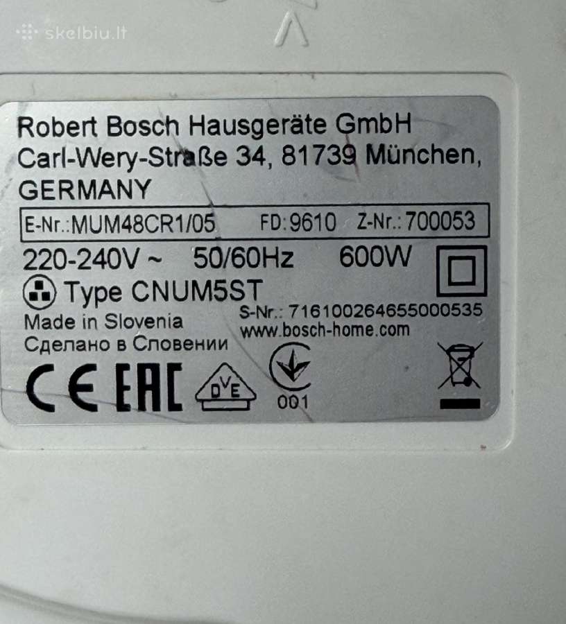 Bosch virtuvinis kombainas - nuotraukos Nr. 8
