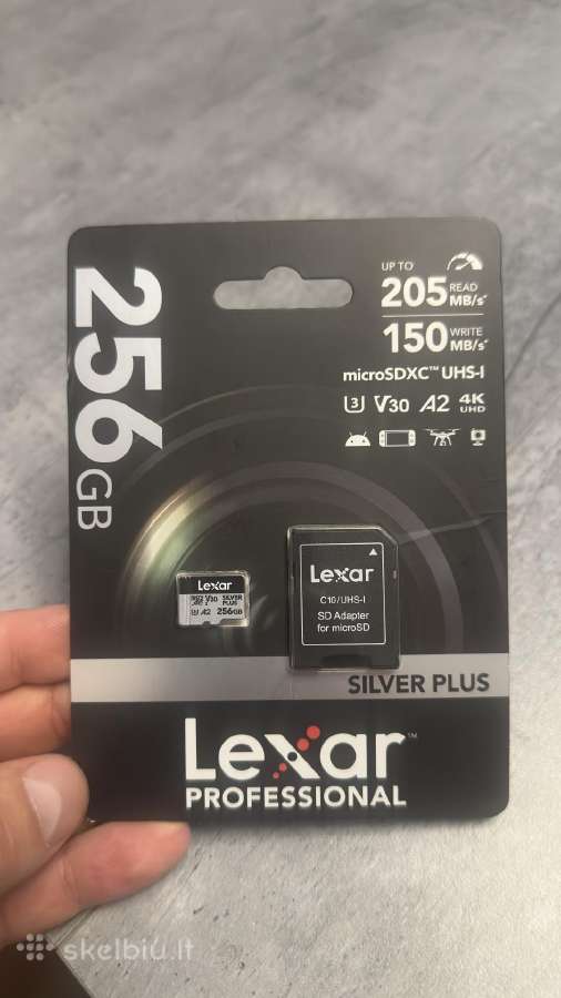 Lexar silver atminties kortele 256gb