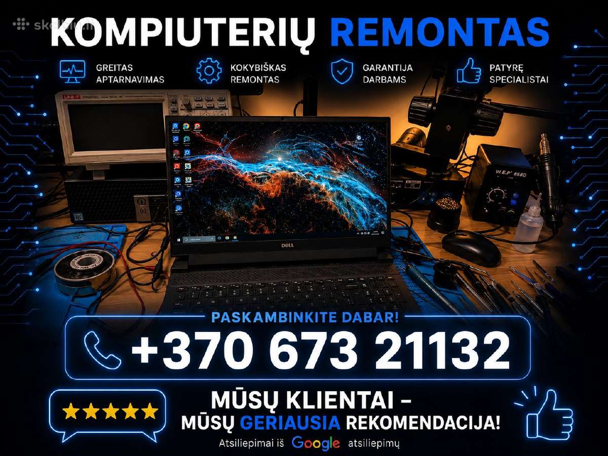 Skubus kompiuterių remontas Vilniuje – Kmvle, MB