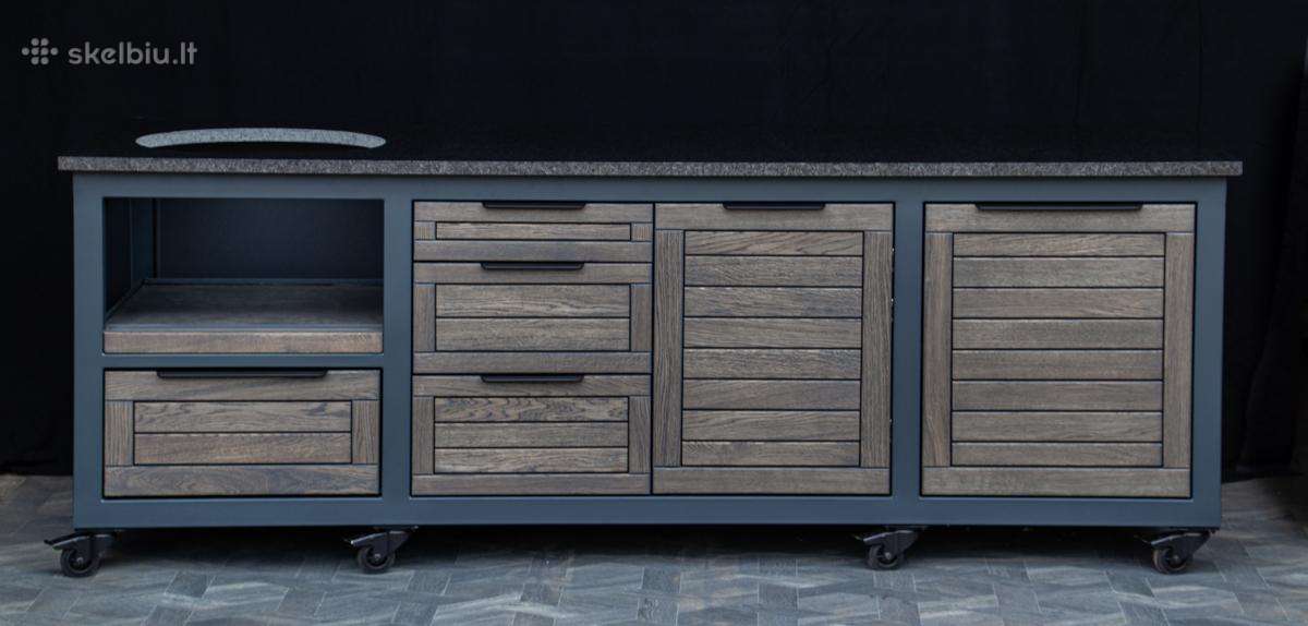 Grill zona terasai, kamado baldai