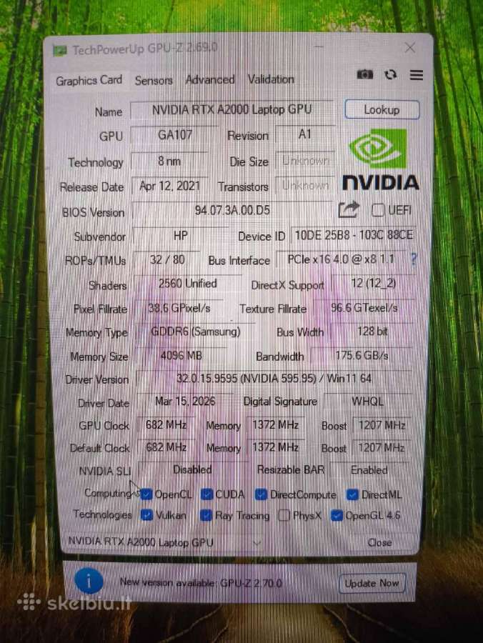 Hp i7-11850h 32gb 512gb Rtx A2000 4gb 33% C Grade - nuotraukos Nr. 6