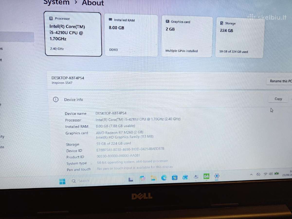 Dell Inspiron 15 5547,15.6hd - nuotraukos Nr. 6