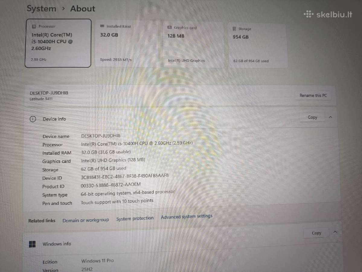 Latitude 5411 Fhd Ips Touch i5-10400h 32gb 1tb 59% - nuotraukos Nr. 4