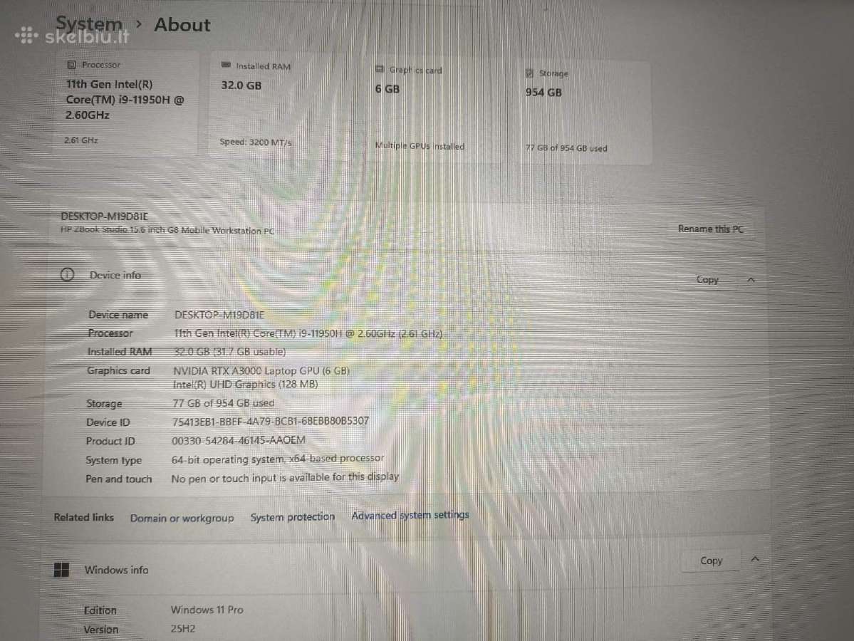 Fhd Ips i9-11950h 32gb 1tb SSD Rtx A3000 6gb 28% - nuotraukos Nr. 4