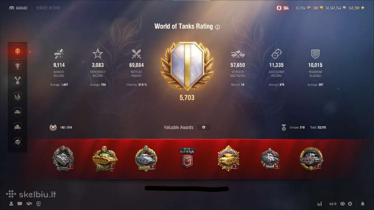 World of tanks Eu acc 398 Tankai Garaze