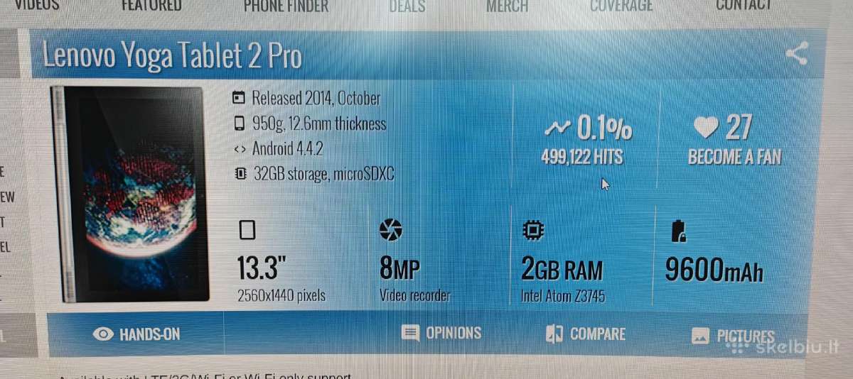 Lenovo tablet 2 pro 1380f - nuotraukos Nr. 14