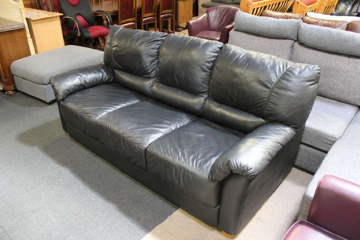 Natūralios odos sofa su miegojimo funkcija - nuotraukos Nr. 3