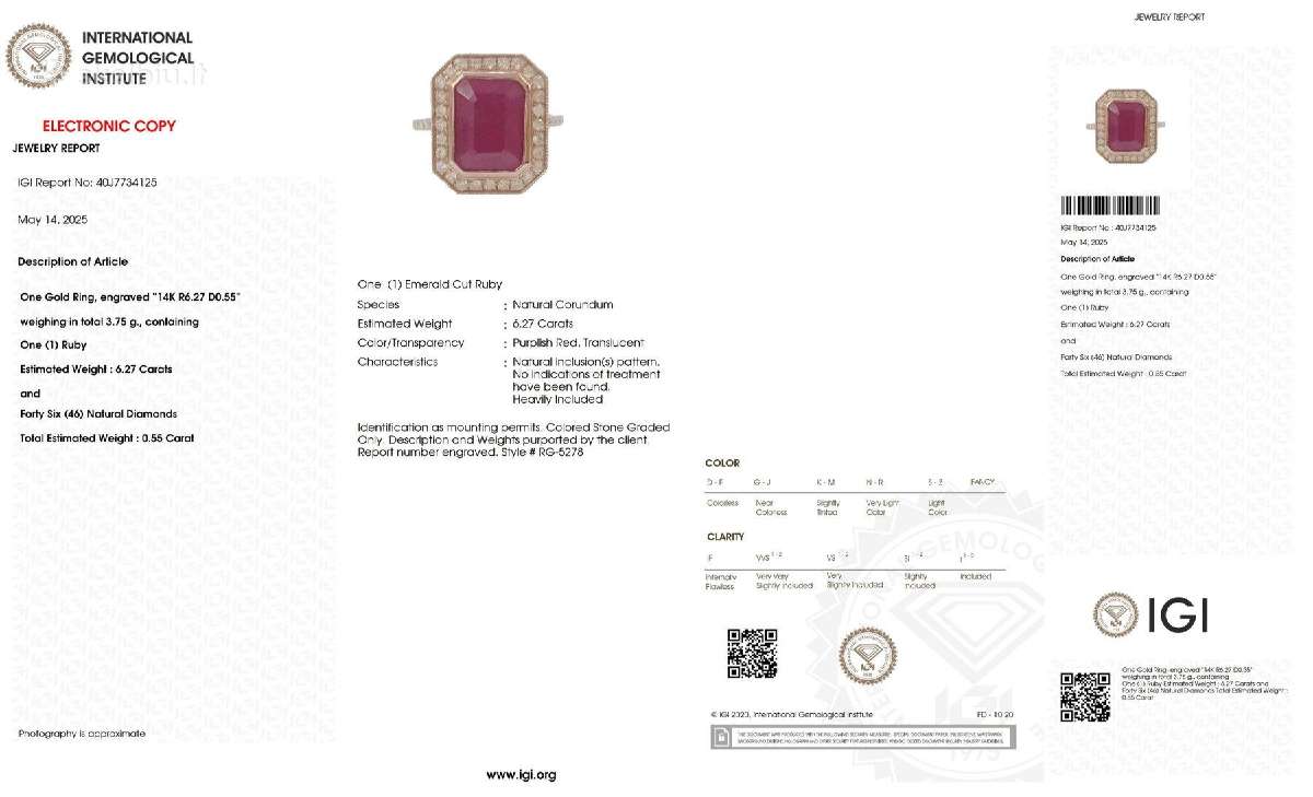 Žiedas su naturaliu, nekaitintu rubinu (6,27ct) - nuotraukos Nr. 3