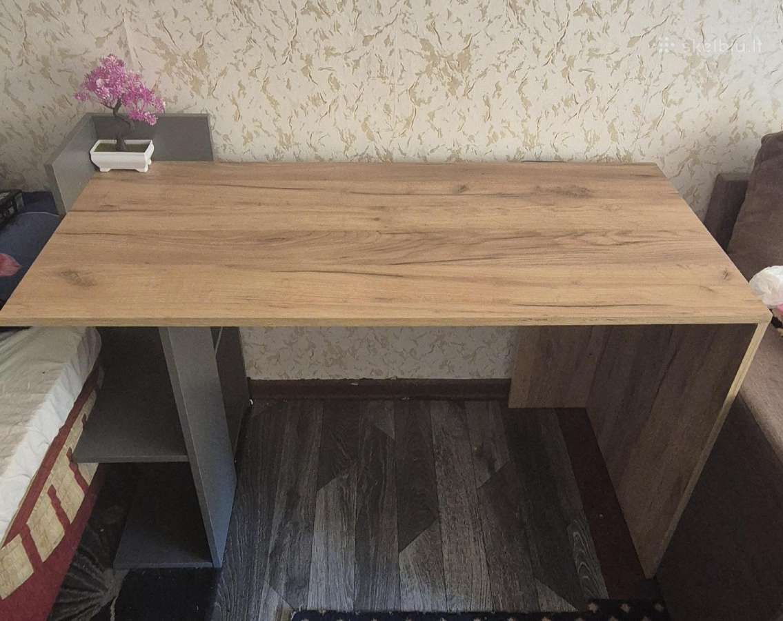 Rašomasis stalas Halmar Fino, rudas/pilkas - nuotraukos Nr. 3