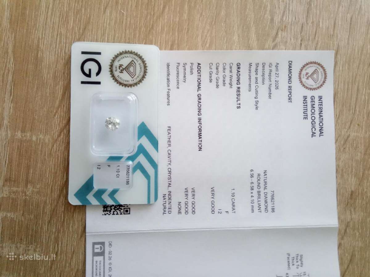 Laisvi deimantai 1.1 ct ir 1.52 ct su Igi sertifi