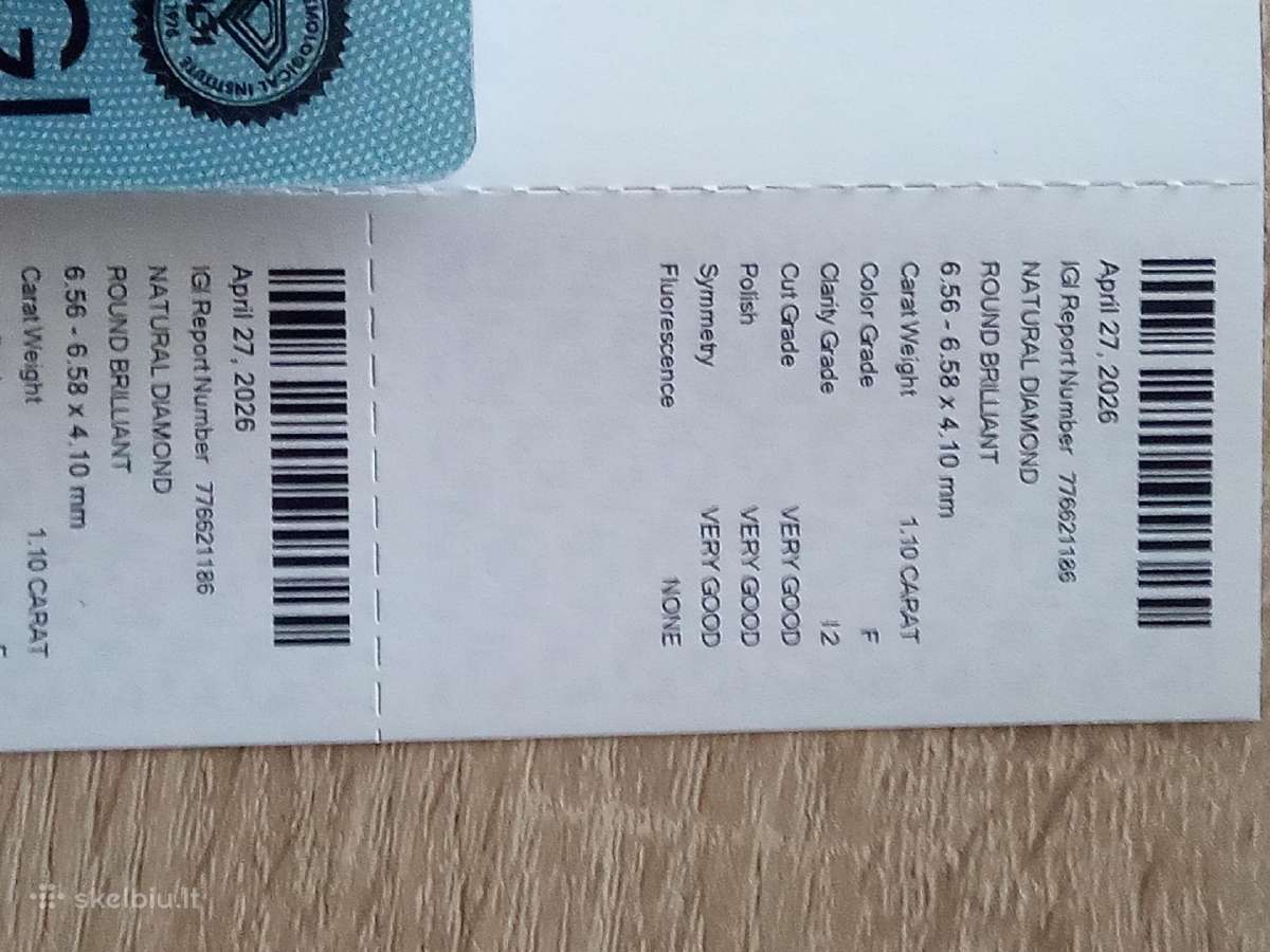 Laisvi deimantai 1.1 ct ir 1.52 ct su Igi sertifi - nuotraukos Nr. 3