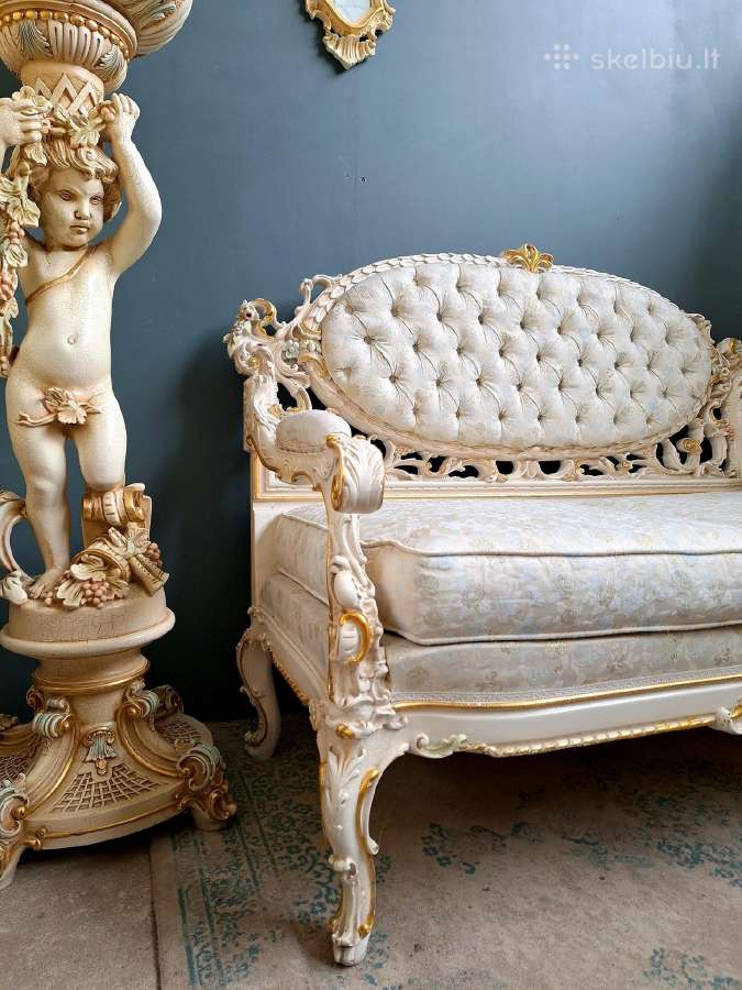 Baroko stiliaus Silik dvivietė sofa - nuotraukos Nr. 4