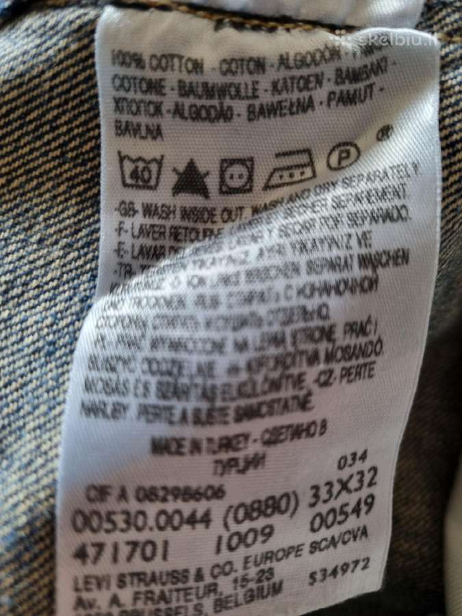 Džinsai Levi Strauss W33 L32 - nuotraukos Nr. 9