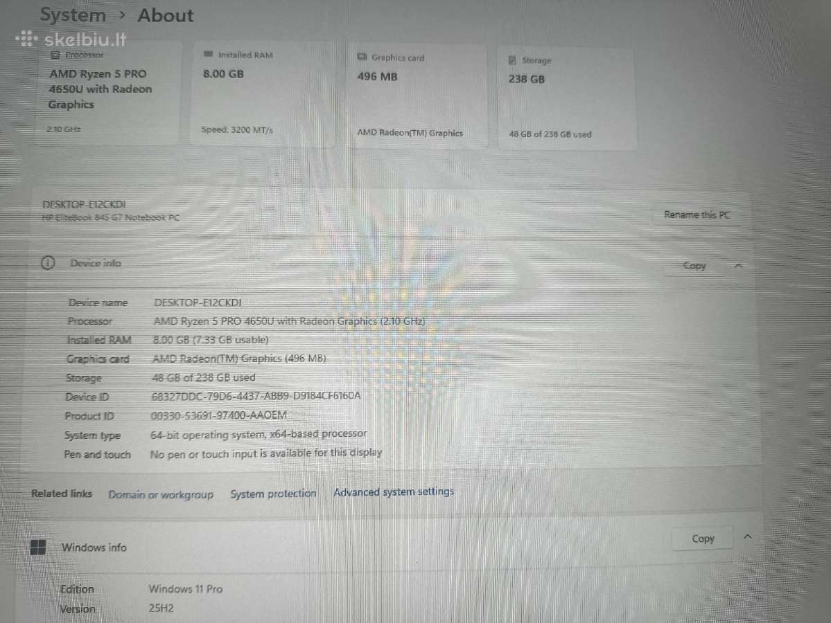 845 G7 14.0 Ips Ryzen 5 4650u 8gb 256gb 22% - nuotraukos Nr. 5