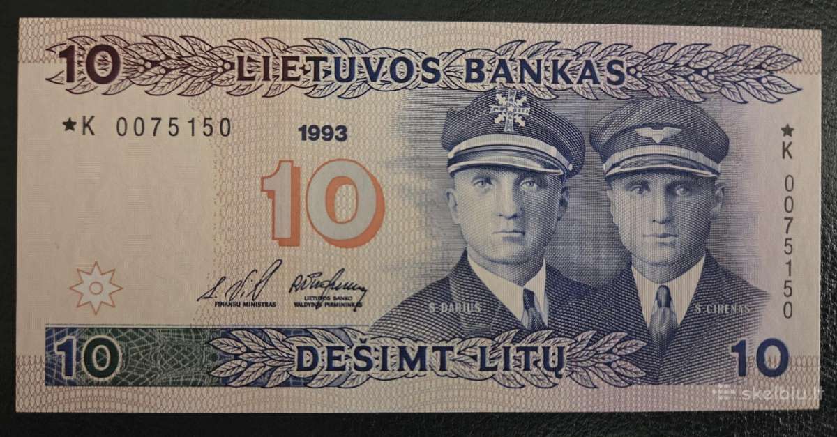 10 Litų 1993 m. Replacement Unc stovis