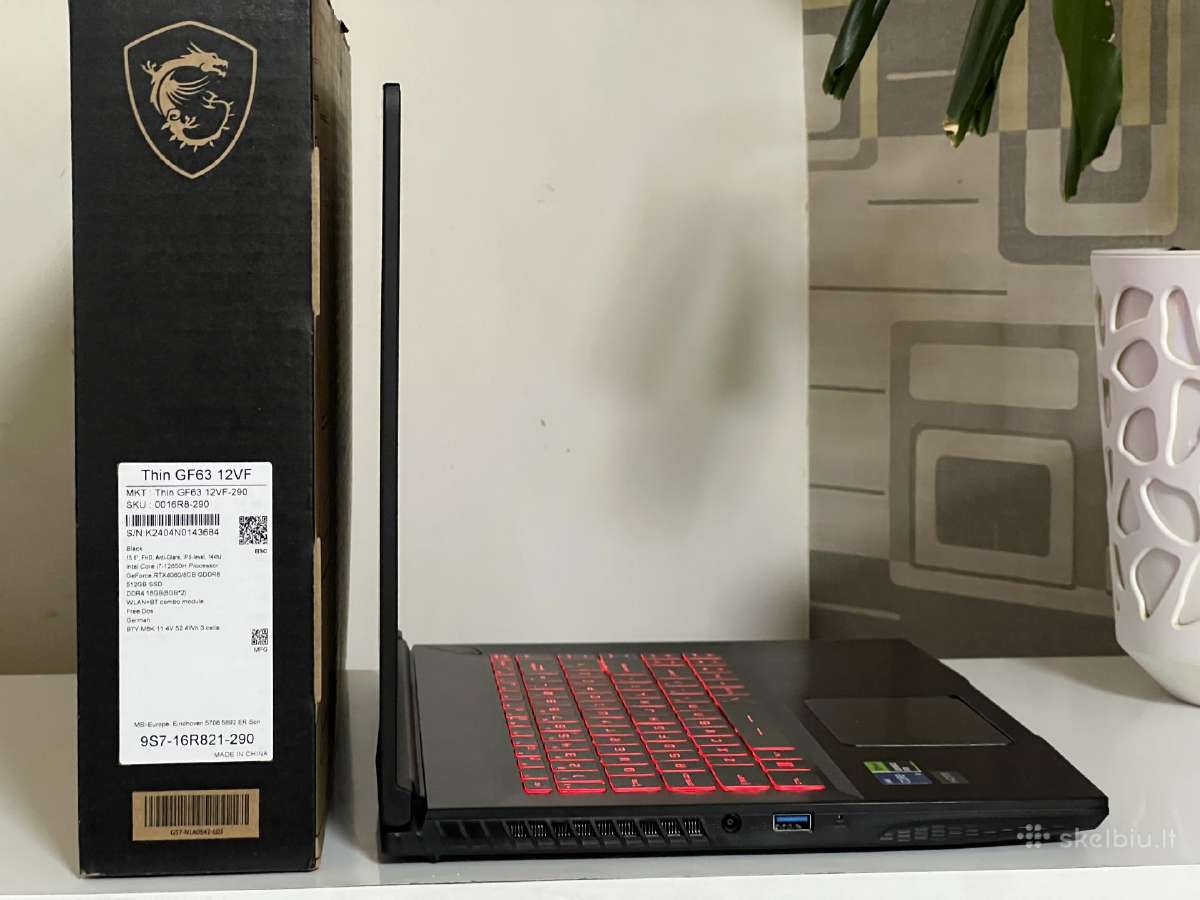 Parduodamas Msi Gf63 su Rtx 4050, I5-12k, 144hz. - nuotraukos Nr. 5