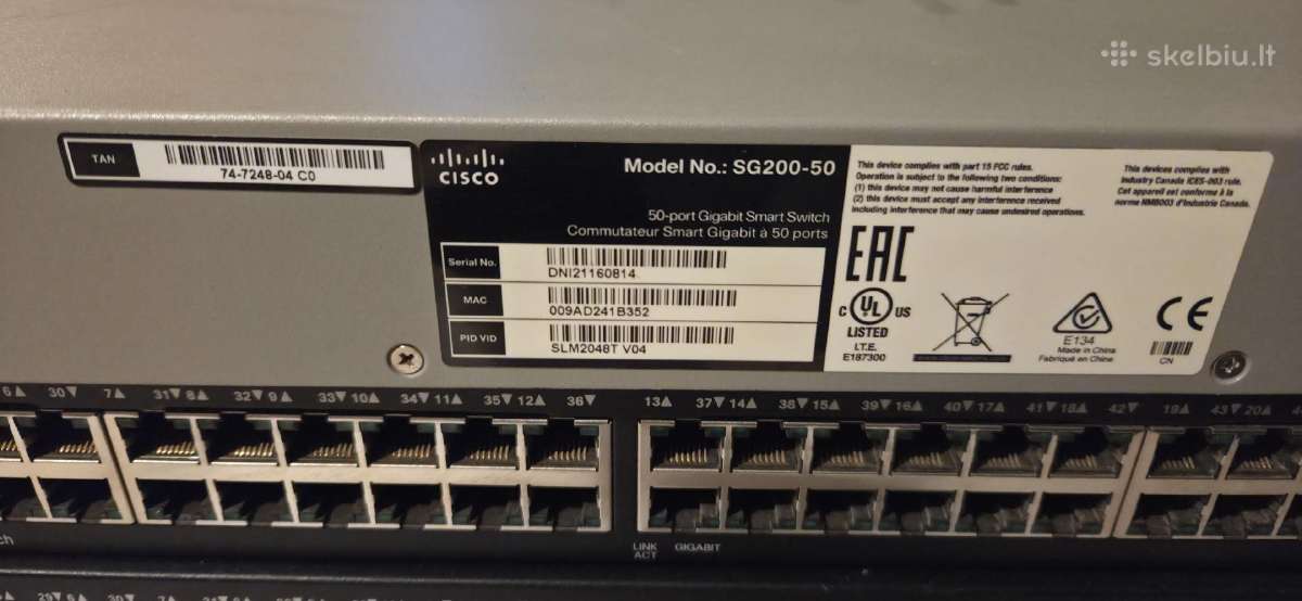 Cisco Cbs350-48p-4x V03 48port Poe managed switch - nuotraukos Nr. 9