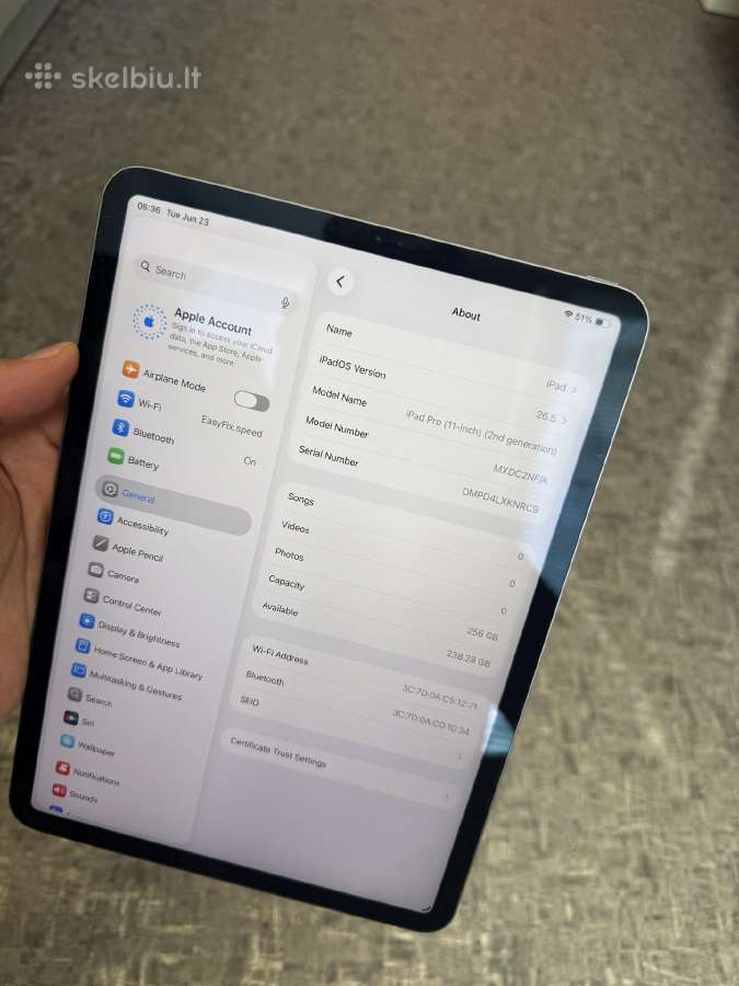 iPad pro 11(2nd gen)/256gb/baterija 92% - nuotraukos Nr. 7