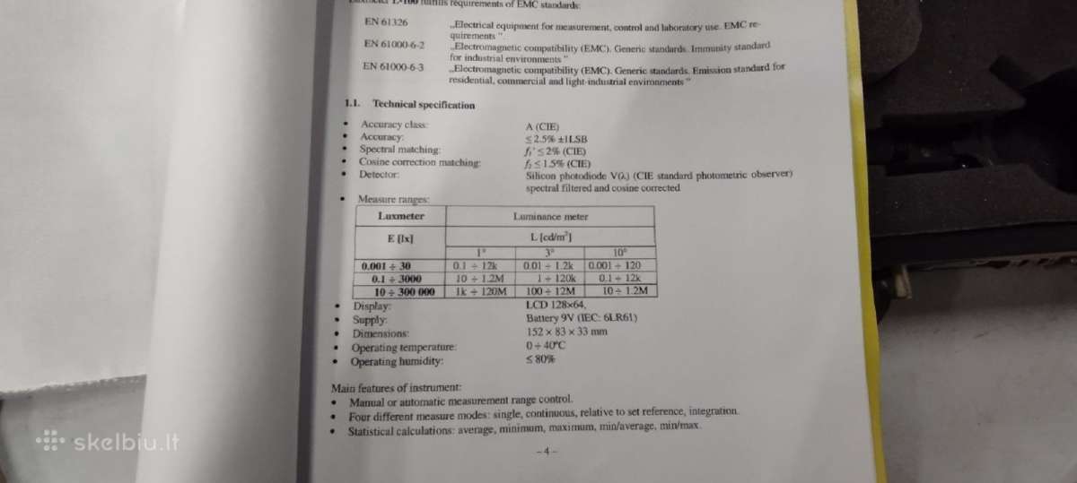 Šviesos srauto matuoklis Luxmeter (med-25) - nuotraukos Nr. 3