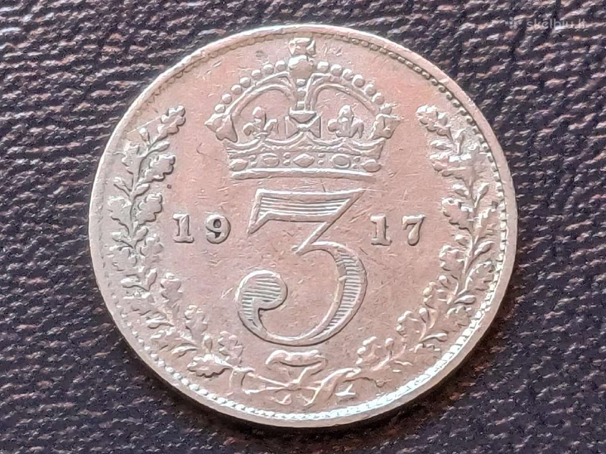 3 pensai 1917m. Britanija sidabras