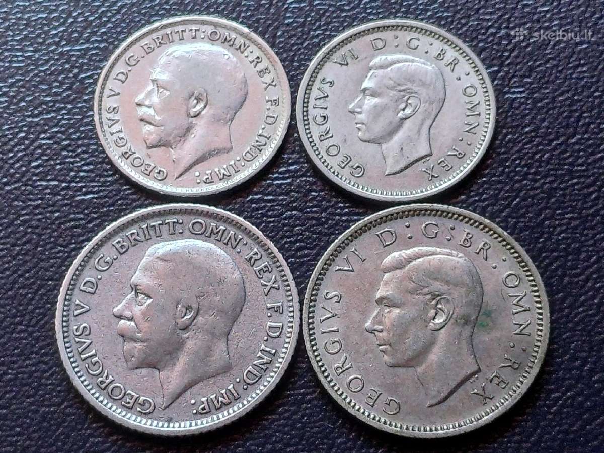 3 ir 6 pensai 1917-1946m. Britanija sidabras - nuotraukos Nr. 2