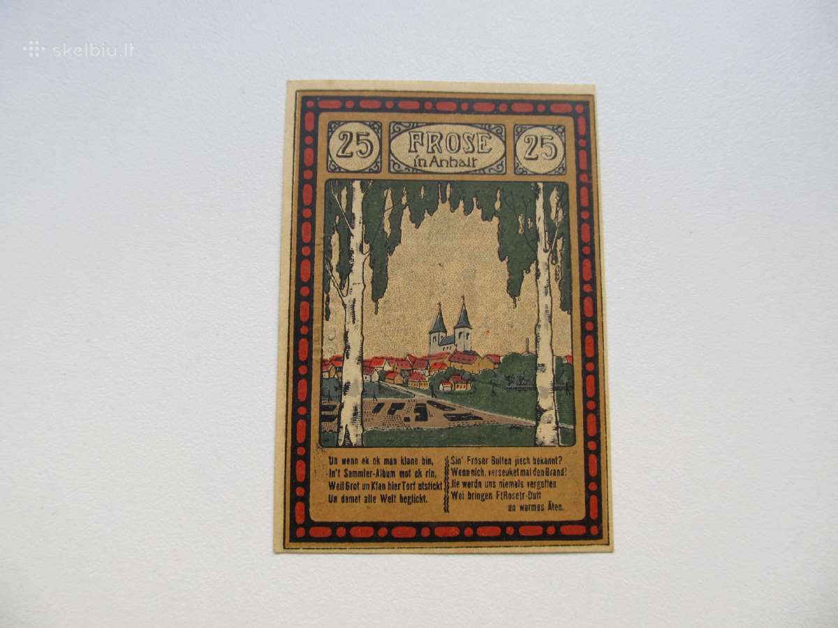 Notgeldas 25 pfenigai , Frose Vokietija , 1921