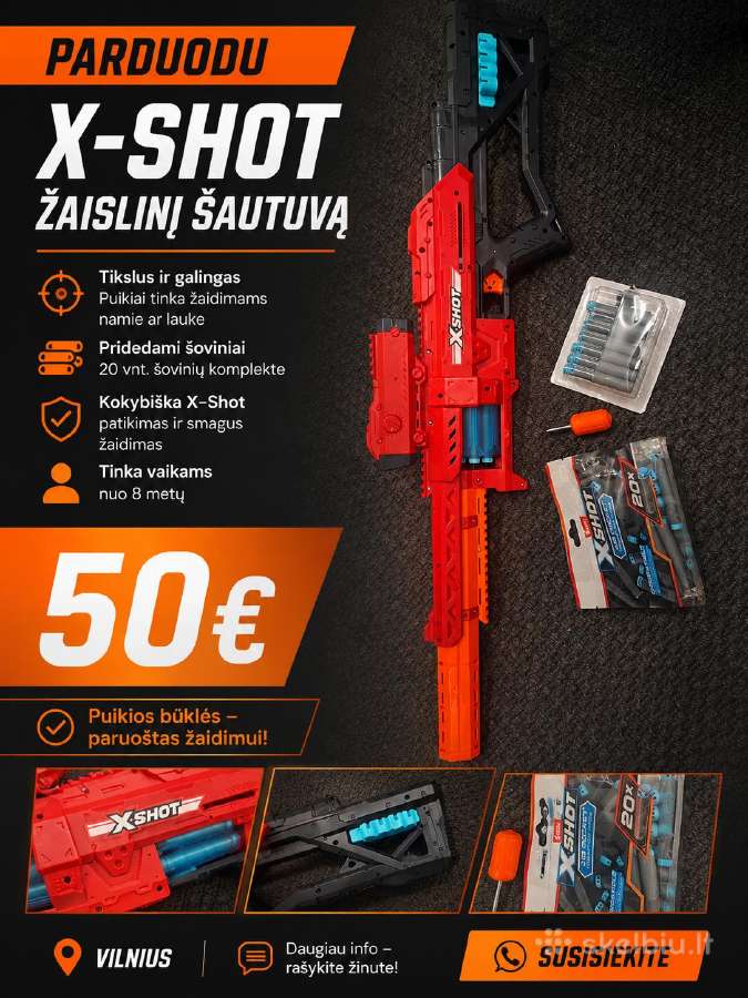 X-shot žaislinis šautuvas su priedais