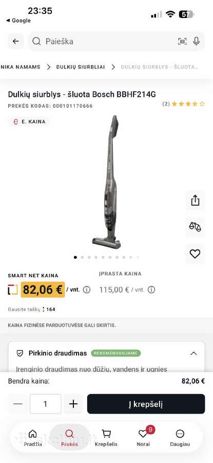 Bosch 2in1 siurblys šluota - nuotraukos Nr. 2