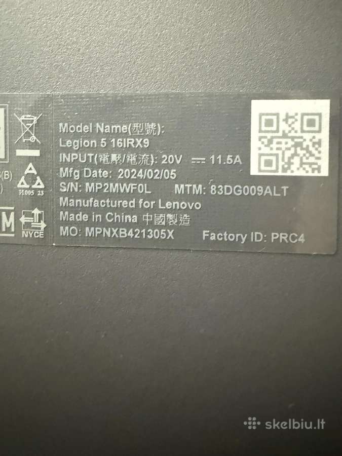Lenovo Legion 5 16irx9 (Luna Grey) - nuotraukos Nr. 4