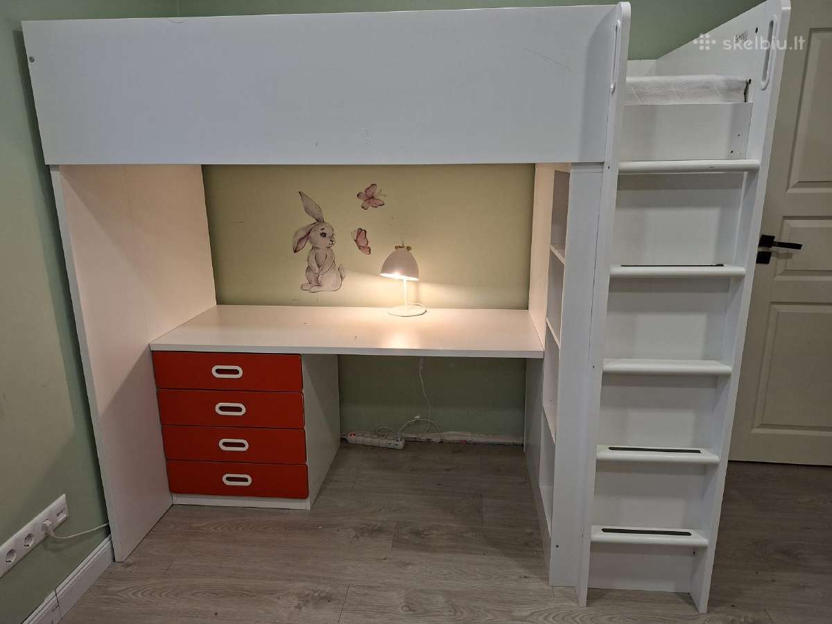 Dviaukštė lova/stalas/spinta