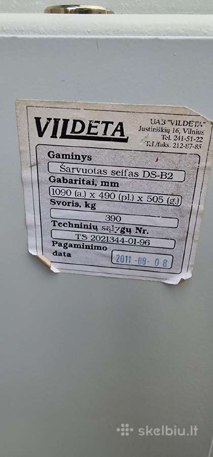 Parduodami saugojimo seifai Vildeta - nuotraukos Nr. 6