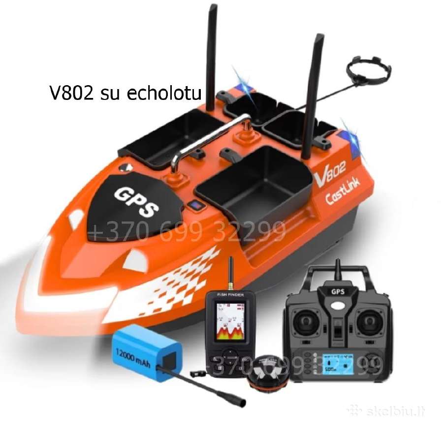 Flytec V802 Pro pašarų laivelis su GPS 160 taškų - nuotraukos Nr. 3