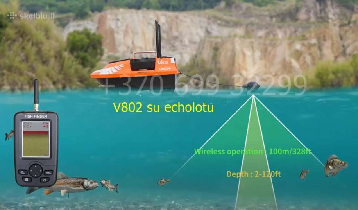 Flytec V802 Pro pašarų laivelis su GPS 160 taškų - nuotraukos Nr. 9