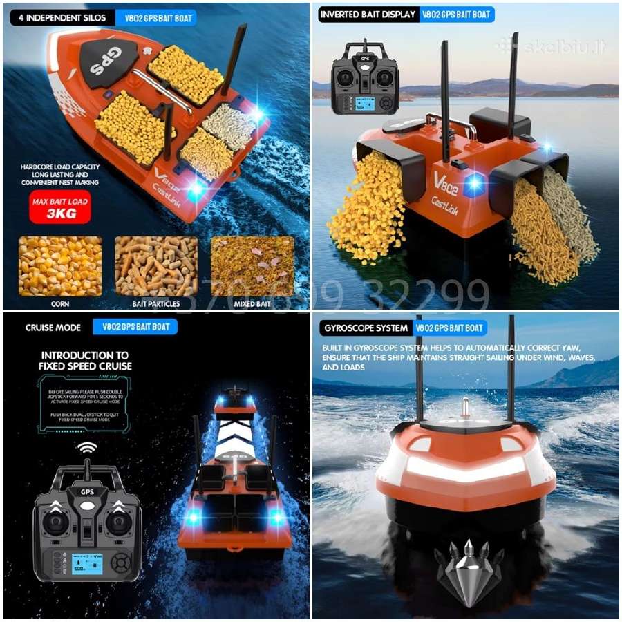 Flytec V802 Pro pašarų laivelis su GPS 160 taškų - nuotraukos Nr. 11